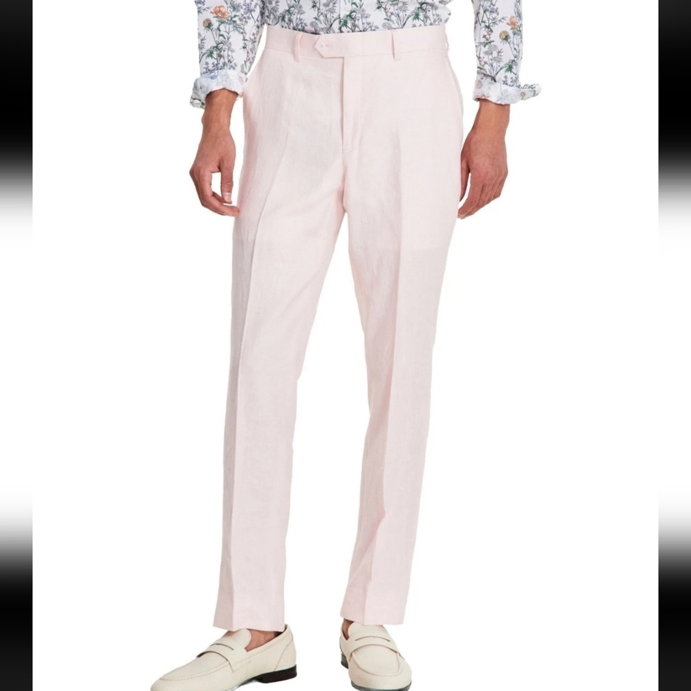Bar III Mens 100% Linen Men's Slim-Fit Pants Pink  Sz 32Wx34L NWT